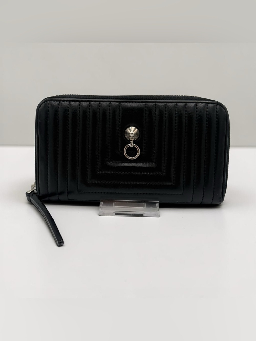 Fendi DotCom Cintinental Zip Around Wallet Black Quilted Napa Leather